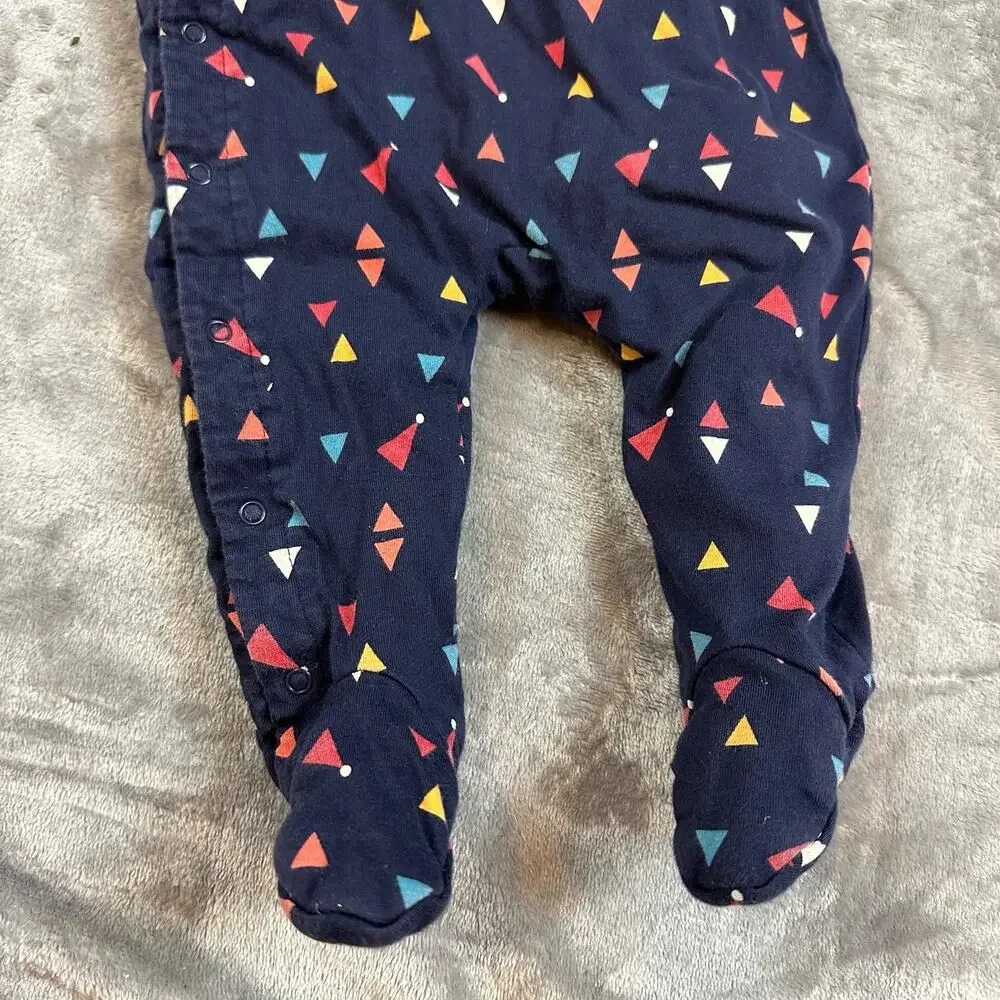 Baby Gap Blue Triangle Bunting Snowsuit Padded Sleeper PJs Footie 3-6 Months